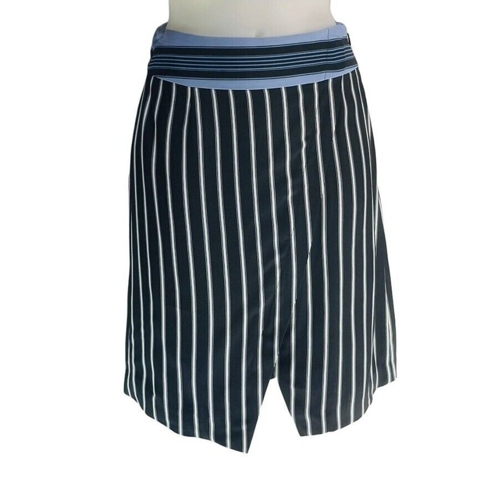 Ann Taylor Loft Womens Striped A-Line Skirt Size 0 Black & Blue